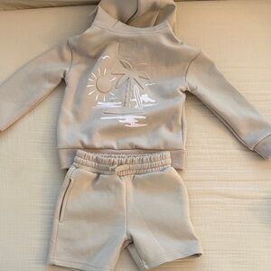 Beach Graphic Hoodie & Shorts Set